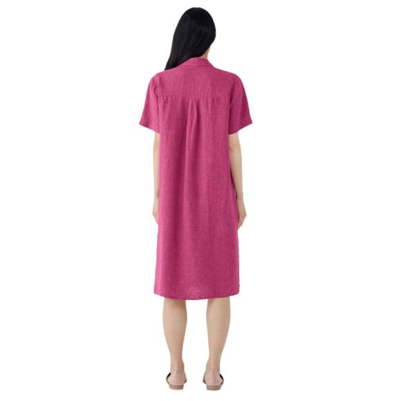 NEW EILEEN FISHER classic collar shirtdress in geranium - Picture 2 of 2